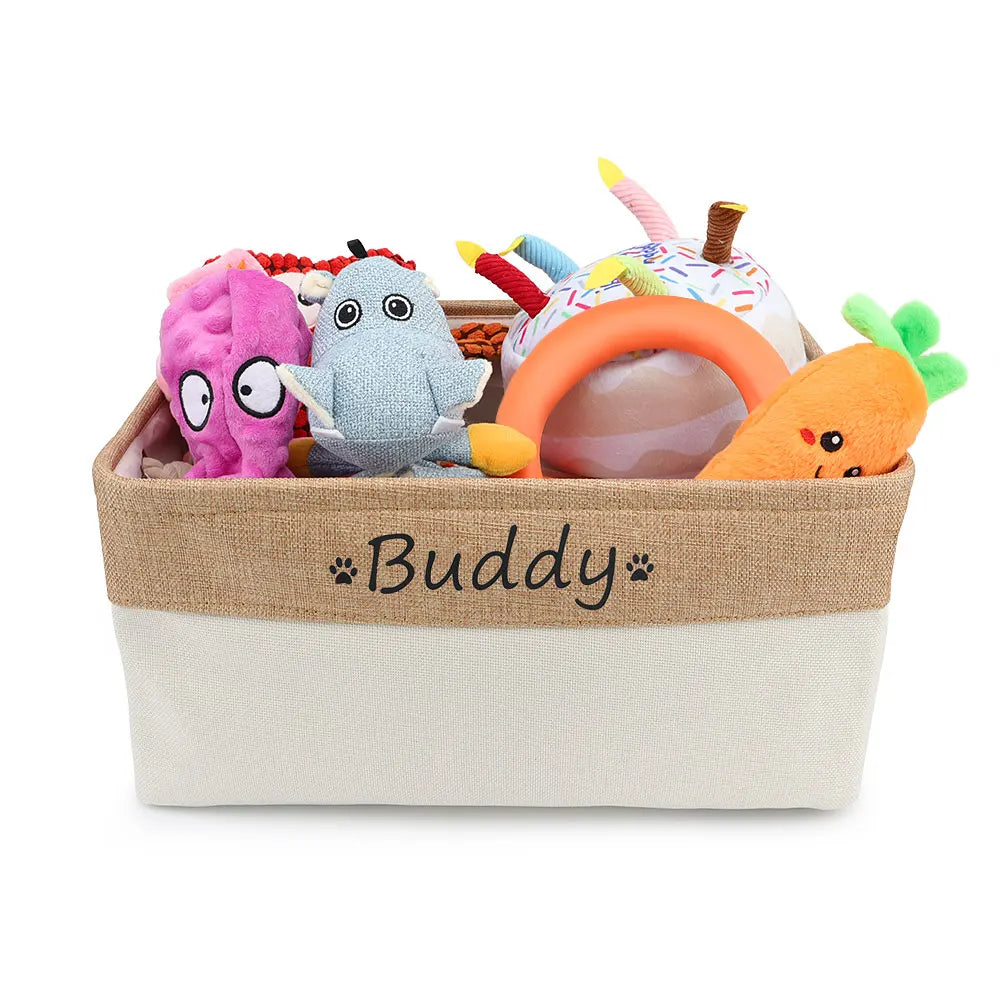 Personalized Pet Toy Basket | Custom Name | Organize Toys & Accessories - Petz-N-Pawz
