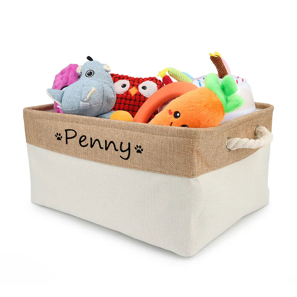 Personalized Pet Toy Basket | Custom Name | Organize Toys & Accessories - Petz-N-Pawz
