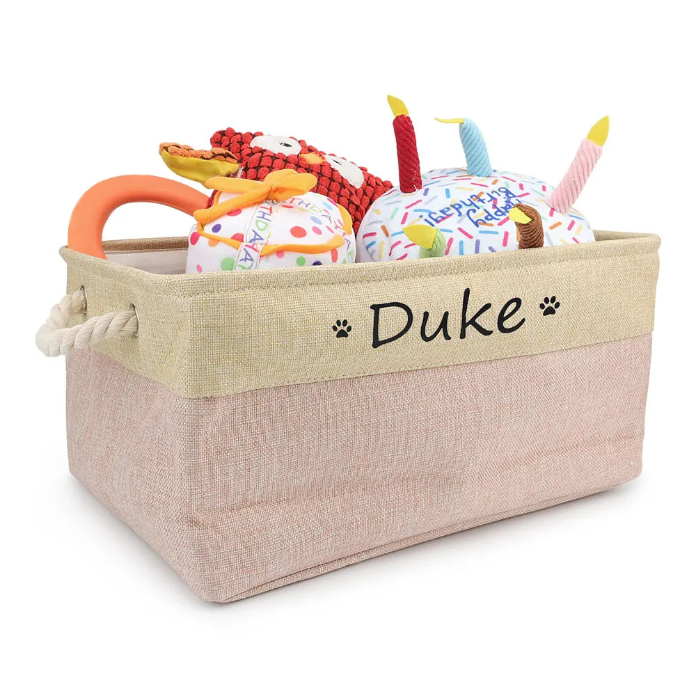 Personalized Pet Toy Basket | Custom Name | Organize Toys & Accessories - Petz-N-Pawz