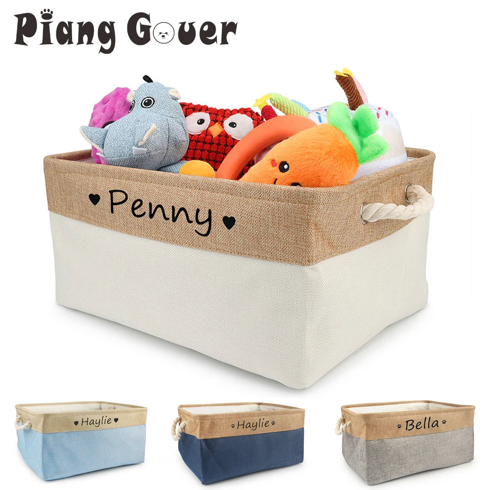 Personalized Pet Toy Basket | Custom Name | Organize Toys & Accessories - Petz-N-Pawz