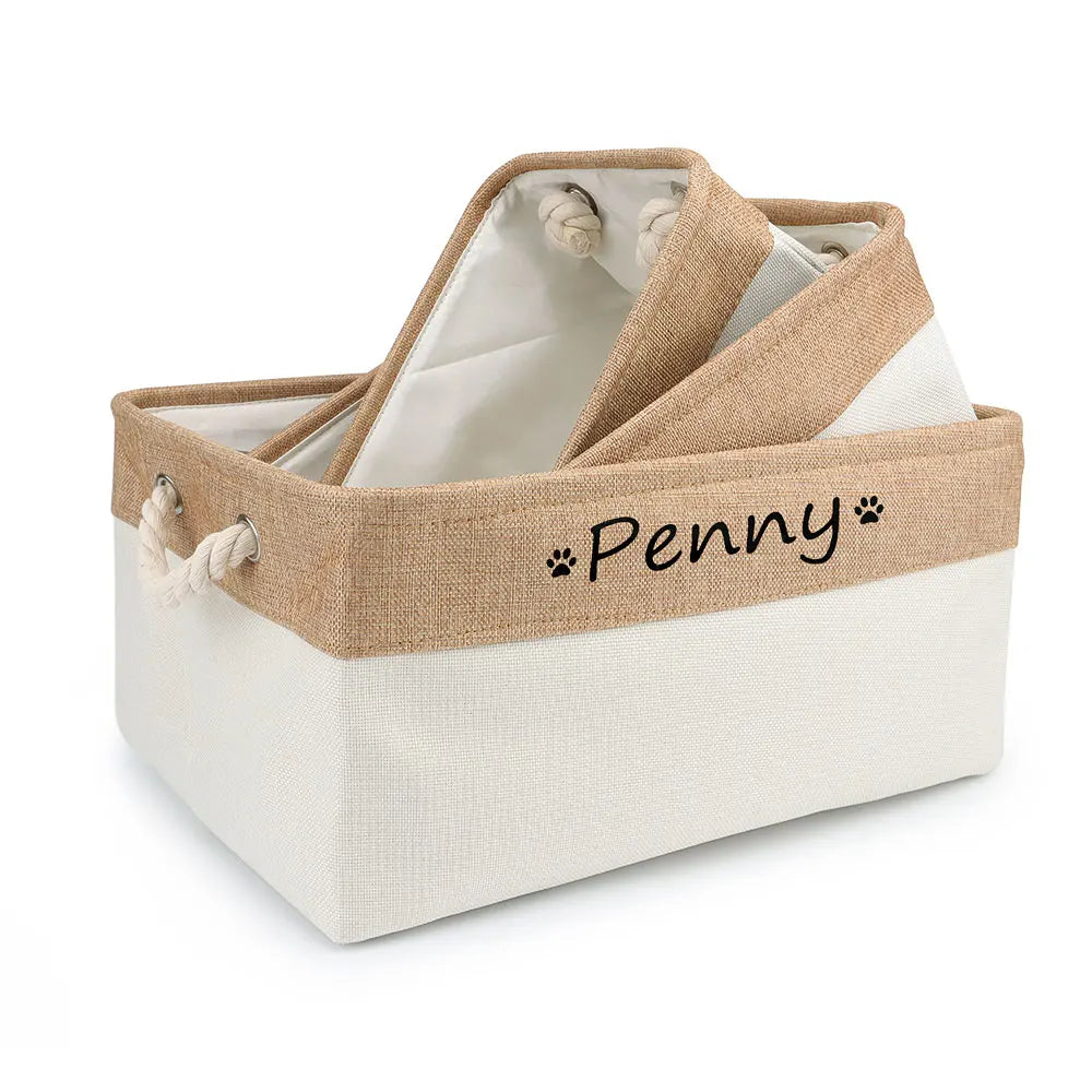 Personalized Pet Toy Basket | Custom Name | Organize Toys & Accessories - Petz-N-Pawz