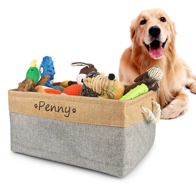 Personalized Pet Toy Basket | Custom Name | Organize Toys & Accessories - Petz-N-Pawz