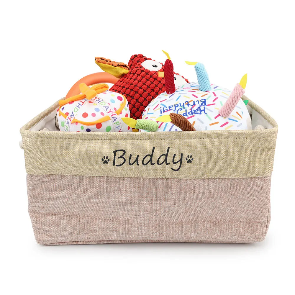 Personalized Pet Toy Basket | Custom Name | Organize Toys & Accessories - Petz-N-Pawz