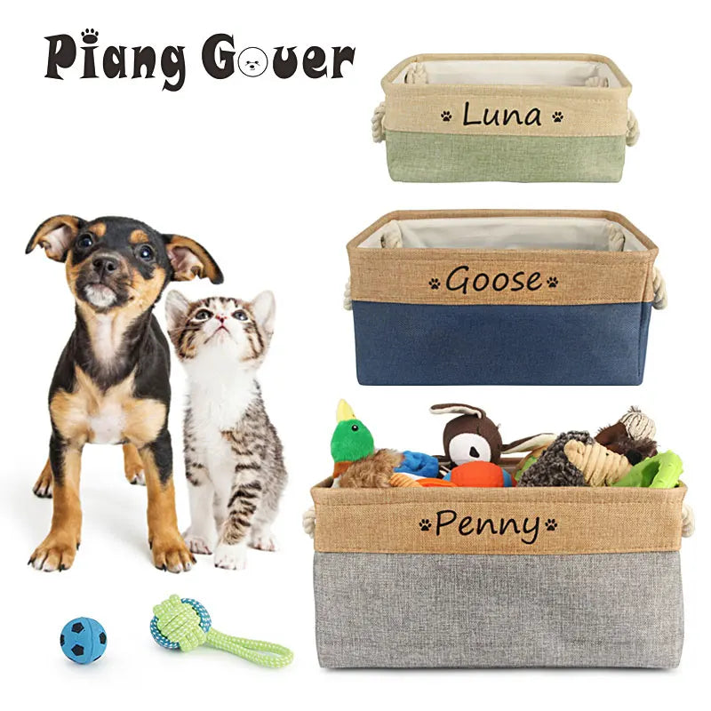 Personalized Pet Toy Basket | Custom Name | Organize Toys & Accessories - Petz-N-Pawz
