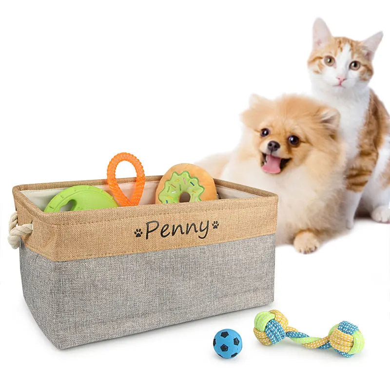 Personalized Pet Toy Basket | Custom Name | Organize Toys & Accessories - Petz-N-Pawz