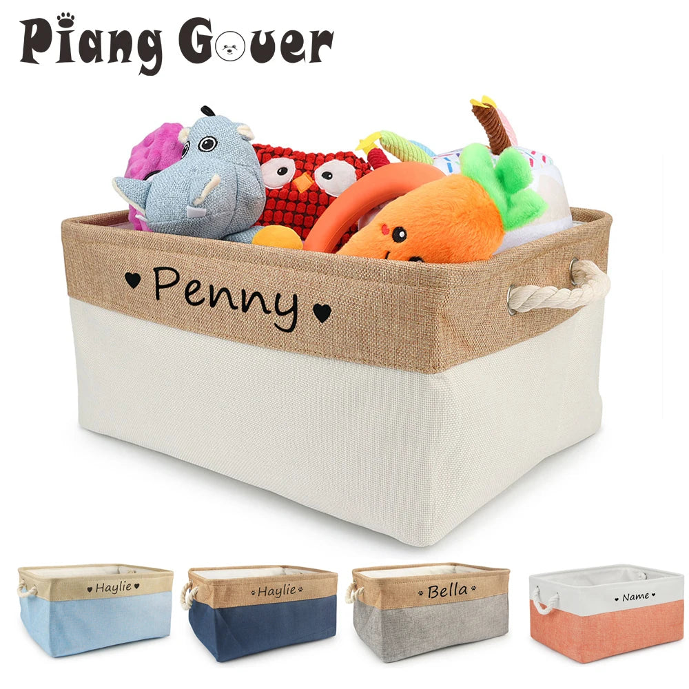 Personalized Pet Toy Basket | Custom Name | Organize Toys & Accessories - Petz-N-Pawz
